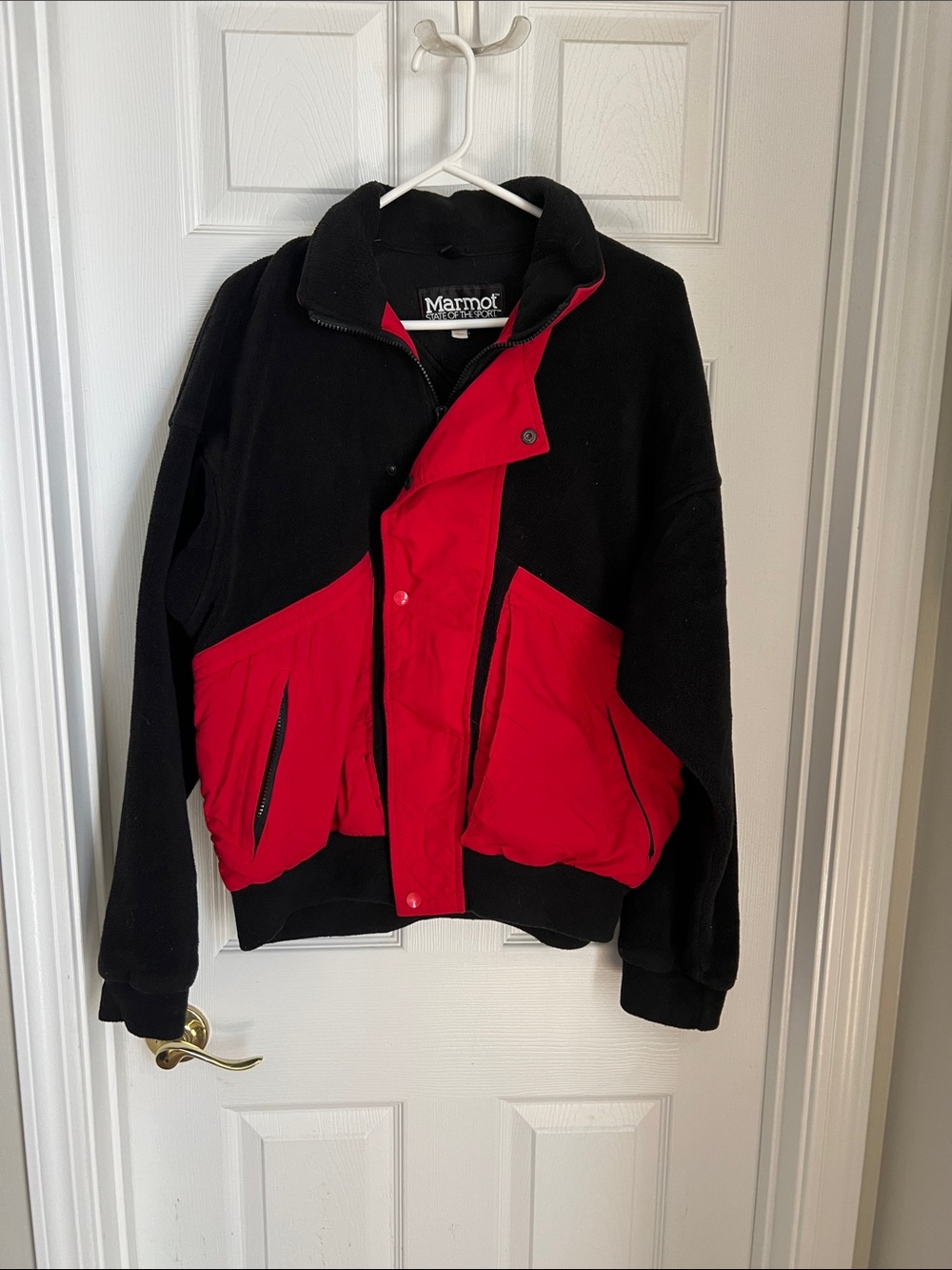 Marmot Black Fleece Jacket with Red Panels